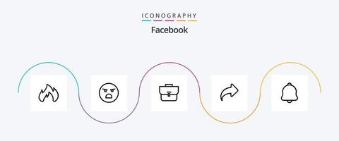 Facebook Line 5 Icon Pack inklusive Glocke. nach vorne. Tasche. rechts. Pfeil vektor