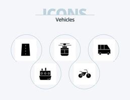 fordon glyf ikon packa 5 ikon design. leverans skåpbil. transport. infrastruktur. spårvagn. luft vektor