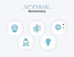 Biochemie blau Icon Pack 5 Icon Design. Einteilung. Zelle. Labor. Biologie. Tod vektor