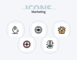 Marketing-Linie gefüllt Icon Pack 5 Icon-Design. Finanzen. Dollar. Kasten. Globus. Marketing vektor