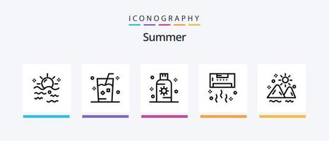 sommar linje 5 ikon packa Inklusive Häftigt. luft. sommar. is. dryck. kreativ ikoner design vektor