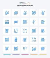 kreativ dator hårdvara 25 blå ikon packa sådan som tangentbord. teknologi. kraft. mus. dator vektor