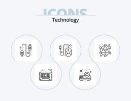 teknologi linje ikon packa 5 ikon design. wifi. bärbar dator. kontrollera vaddera. enhet. smart teknologi vektor