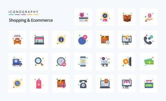 25 Shopping- und E-Commerce-Flachfarben-Icon-Pack vektor