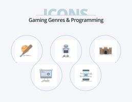 Gaming-Genres und Programmierung Flat Icon Pack 5 Icon Design. Roboter. autonom. Telefon. Spaß. Ball vektor