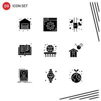 Stock Vector Icon Pack mit 9 Zeilen Zeichen und Symbolen für Basketball Ball China lesen Bildung editierbare Vektordesign-Elemente