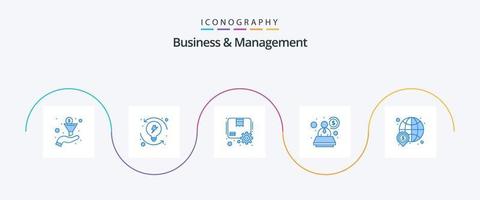 företag och förvaltning blå 5 ikon packa Inklusive pengar. finansiera. paket. dollar. konsult vektor