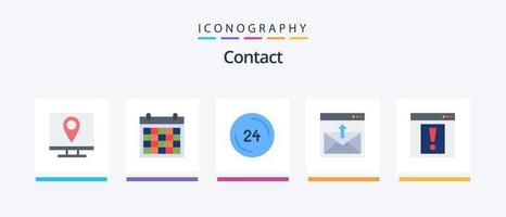 Kontakt platt 5 ikon packa Inklusive Kontakt oss. kommunikation. Kontakt oss. Kontakt oss. klocka. kreativ ikoner design vektor