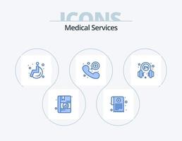 medicinsk tjänster blå ikon packa 5 ikon design. service. medicinsk. hjul. hörlurar. nödsituation vektor