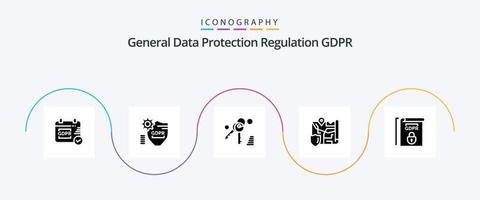 gdpr glyph 5 icon pack inklusive standort . gdpr . sicher . Schlüssel vektor