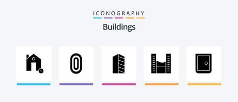 Gebäude Glyphe 5 Icon Pack inklusive Büroflächen. Gebäude. dekorativ. Grundeigentum. Haus. kreatives Symboldesign vektor