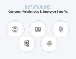 kund relation och anställd fördelar linje ikon packa 5 ikon design. redskap. lcd. hälsa. övervaka. sjukhus vektor