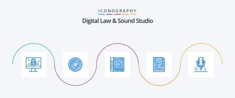Digital Law and Sound Studio Blue 5 Icon Pack inklusive mp-Beispiel. Rechner. Klang. Audio. Rechner vektor
