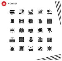 Stock Vector Icon Pack mit 25 Zeilenzeichen und Symbolen für die Internetansicht Automobiltechnologie Zielfokus editierbare Vektordesign-Elemente