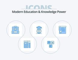 Moderne Bildung und Wissen Power Blue Icon Pack 5 Icon Design. Zertifikat. online. Wissen. Internet. Service vektor