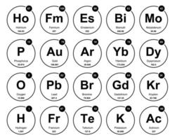 20 Präiodentabelle des Symbolpaketdesigns der Elemente vektor