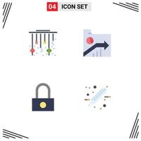 Flaches Icon-Paket mit 4 universellen Symbolen von eid-Bericht Cresent-Daten Passwort editierbare Vektordesign-Elemente vektor