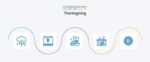 Thanksgiving Blue 5 Icon Pack inklusive Punsch. Getränk. Jahreszeit. Abendessen. Mahlzeit vektor