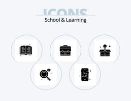 Schule und Lernen Glyph Icon Pack 5 Icon Design. . . Bildung. Kasten. Bildung vektor