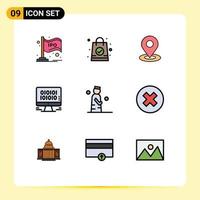 Stock Vector Icon Pack mit 9 Zeilenzeichen und Symbolen für Man Web Location Management Data editierbare Vektordesign-Elemente