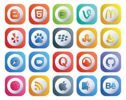 20 Social-Media-Icon-Packs, einschließlich Dribbble Grooveshark Stumbleupon Question Google Duo vektor