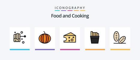mit Lebensmittellinien gefülltes 5-Icon-Paket, einschließlich . Lebensmittel. Gemüse. kreatives Symboldesign vektor