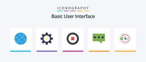 Basic Flat 5 Icon Pack inklusive . Benutzer. Unterstützung. Uhr. kreatives Symboldesign vektor