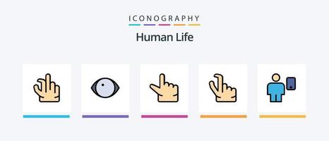 mänsklig linje fylld 5 ikon packa Inklusive . hand. par. kreativ ikoner design vektor