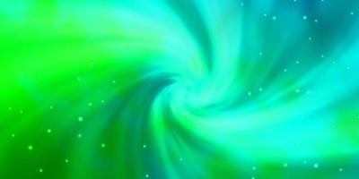 hellblauer, grüner Vektorhintergrund mit kleinen und großen Sternen vektor
