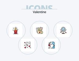 valentine linje fylld ikon packa 5 ikon design. kärlek. kärlek. middag. dag. valentine vektor