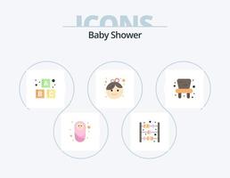 bebis dusch platt ikon packa 5 ikon design. . stol. bebis. bebis. flicka vektor