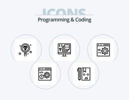 programmering och kodning linje ikon packa 5 ikon design. utveckla. koda. utveckling. utveckling vektor