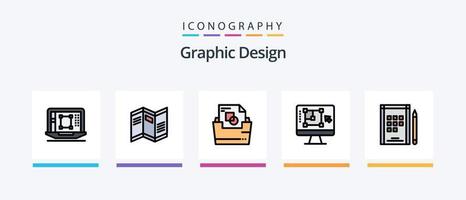 Grafikdesign-Linie gefüllt 5 Icon Pack inklusive Abnahme. Präsentation . Erfolg. Layout. kreatives Symboldesign vektor