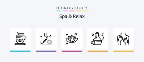 spa och koppla av linje 5 ikon packa Inklusive spa. massage. terapi. varm. blandning. kreativ ikoner design vektor