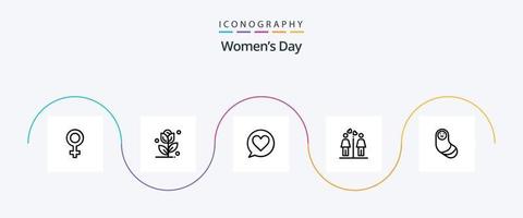Womens Day Line 5 Icon Pack inklusive Tag. Frauen. Liebe. Herz. Plaudern vektor