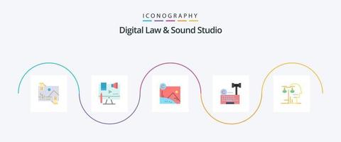 Digital Law and Sound Studio Flat 5 Icon Pack inklusive Recht. Digital. Digital. Urheberrechte ©. Urheberrechte © vektor