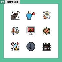 Stock Vector Icon Pack mit 9 Zeilen Zeichen und Symbolen für Computerdesign menschliche kreative Croissant editierbare Vektordesign-Elemente