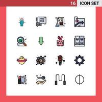 satz von 16 modernen ui-symbolen symbolzeichen für organische diagrammdiagrammordner business editierbare kreative vektordesignelemente vektor