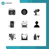 9 kreative Symbole moderne Zeichen und Symbole der Bereichsinvestitionskartenzeiger Bankstandort editierbare Vektordesign-Elemente vektor