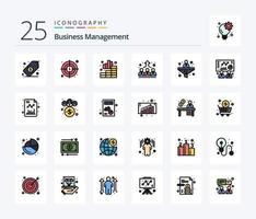 Business Management 25 Zeilen gefülltes Icon Pack inklusive Filter. Unternehmen. Unternehmen. Verwaltung. Mitarbeiter vektor