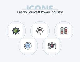 energi källa och kraft industri linje fylld ikon packa 5 ikon design. kemikalier. kraft. batteri. plugg vektor