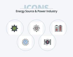 Energiequelle und Stromindustrie Linie gefüllt Icon Pack 5 Icon Design. Chemikalien. Energie. Batterie. Stecker vektor
