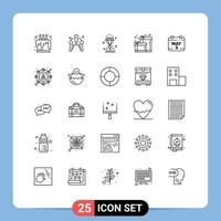 satz von 25 modernen ui-symbolen symbole zeichen für tag kalender diamant geschenk geburtstag editierbare vektordesignelemente vektor