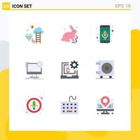 9 thematische Vektor-Flachfarben und editierbare Symbole der C-Site Mobile App-Seite Internet editierbare Vektordesign-Elemente vektor