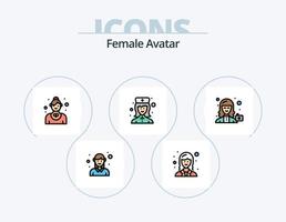 kvinna avatar linje fylld ikon packa 5 ikon design. svärd. fäktning. profil. kvinna. studerande vektor