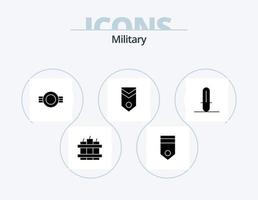 militärisches Glyphen-Icon-Pack 5-Icon-Design. Streifen. einer. Grad. Militär. Rang vektor