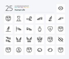 mänsklig 25 linje ikon packa Inklusive mänsklig hjärta. hjärta. hand. mänsklig. dela med sig vektor
