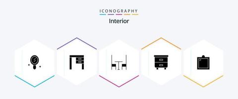 interiör 25 glyf ikon packa Inklusive fönster. möbel. interiör. dekor. möbel vektor