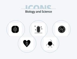 biologi glyf ikon packa 5 ikon design. fara. biologi. kemi. studie. lära sig vektor