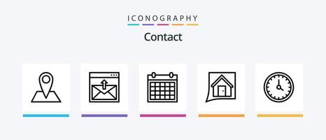 Kontakt linje 5 ikon packa Inklusive konversation. bubbla. info. skicka. Kontakt oss. kreativ ikoner design vektor